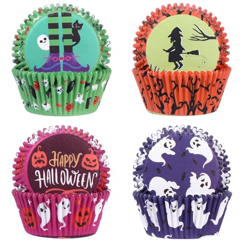 Halloween Cupcake Liners Set - Witch and Ghost Pattern, Style B, 100 Pieces