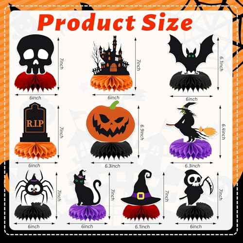 Black Halloween Table Decorations 10Pcs Spooky Honeycomb Centerpieces - Festive Party Decor