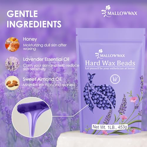 Lavender Hard Wax Beads for Hair Removal - 16oz Natural & Gentle