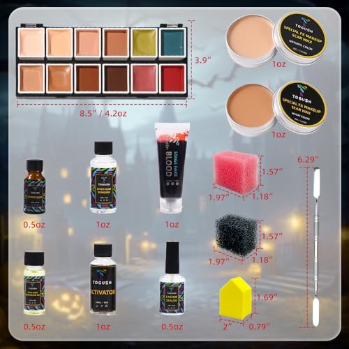 Professional 12-Color Special Effect Makeup Kit with Scar Wax for Halloween & Cosplay