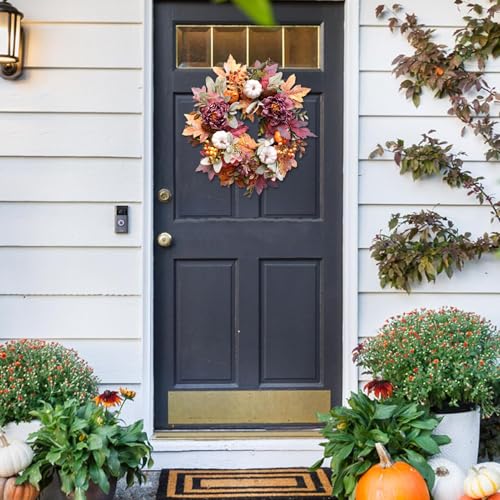 Fall Wreath for Front Door - Autumn Decor with Pink Variation - 20 Inch