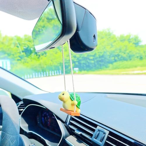 Green Turtle Rearview Mirror Hanging Ornament - Car & Home Decor, Swing Charm