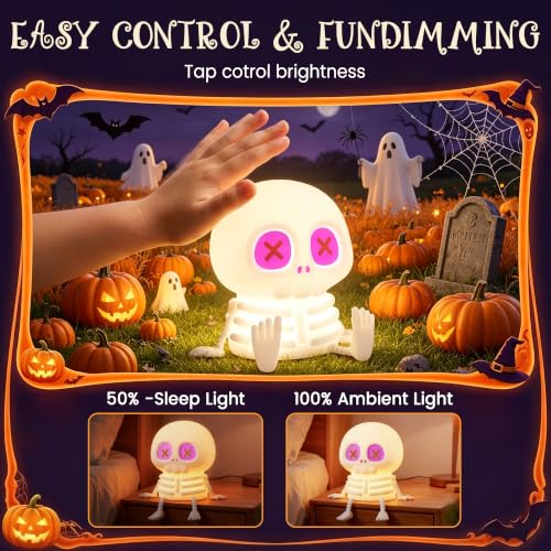 Pet Skeleton Skull Night Light RGB Skeleton Halloween Decor Gift - Kid Safe