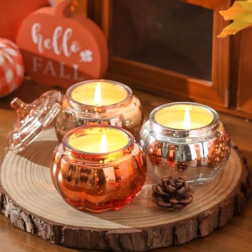 Pumpkin Shaped Scented Candle Set - Fall Pumpkin Spice & Cider