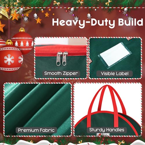 XXL Green Christmas Wreath Storage Bag 36 Inch Durable Organizer with Handle