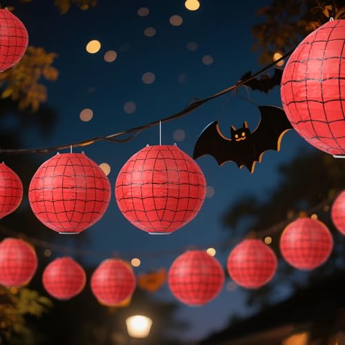 6 Pack Spider Web Paper Lanterns - Halloween Party Decorations for Kids & Events