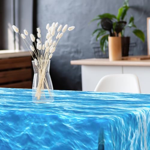 Ocean Water Wave Tablecloth Set - 3 Pack 54x108 Inches Blue Beach Party