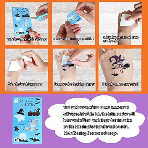 Glow Halloween Temporary Tattoos - 10 Sheets Kids Party Favors & Decorations