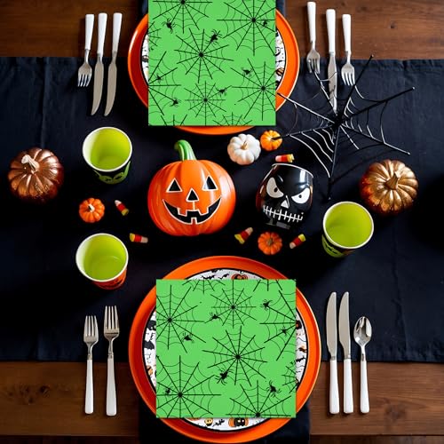 Halloween Spider Web Napkins 40 Pack - 13x13 Inches Disposable Party Paper Decor
