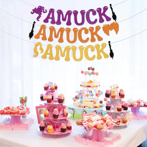 Halloween Banner - Glitter Amuck Amuck Amuck Party Decor, Witch Theme
