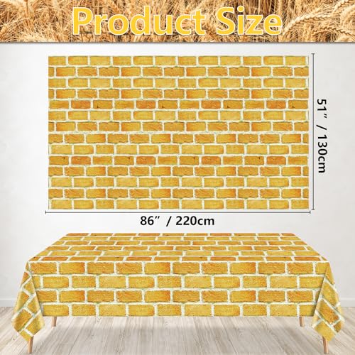 Yellow Brick Tablecloths 4-Pack - Rectangular Party Covers for Halloween, Wizard & Holiday Events