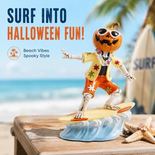 Halloween Decor Indoor Mantel Table Figurine - Orange Summerween Skeleton