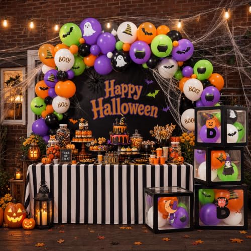 Halloween Baby Shower Balloon Box Set with Party Decorations - Black & Cute Variation