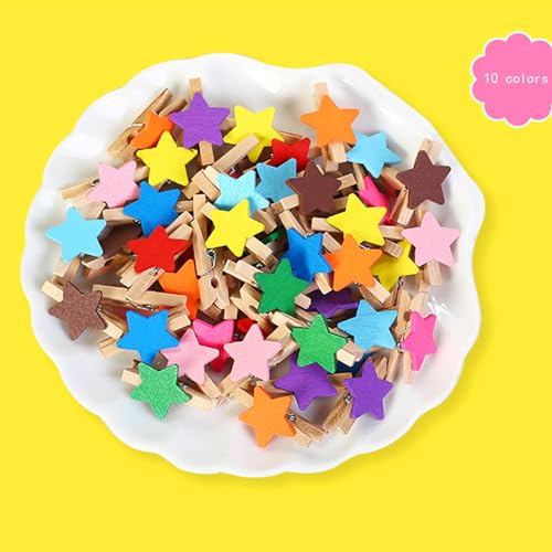 Colorful Wooden Photo Clips Wall Hanging Set - Style B, 50 Pieces
