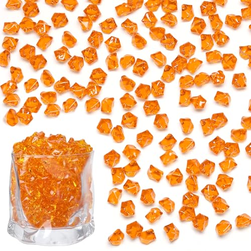 Orange Acrylic Gems Vase Fillers 500PCS - Irregular Plastic Diamonds for Decor