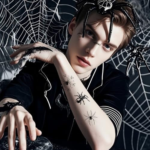 Halloween Temporary Tattoos Spider Web & Spider Stickers Set - Style24 Waterproof Body Art