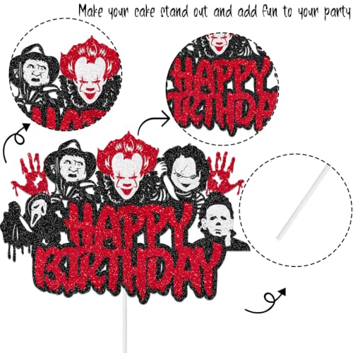 Halloween Horror Cake Topper - Glitter Killer Theme Party Decoration, Design 1