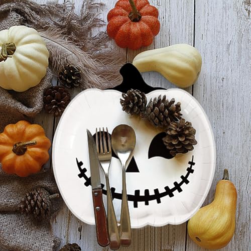 Halloween Pumpkin Paper Plates 7 Inch Disposable Party Dinnerware - 40 Pack