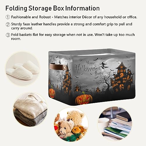 Halloween Spooky Witch Castle Storage Basket Set - 1 Pack, Black Bat Ghost Pumpkin