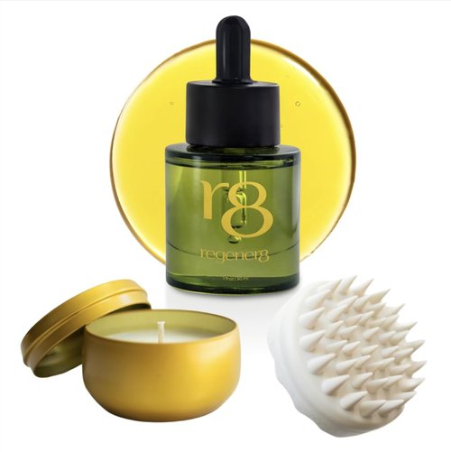 Regener8 3-in-1 Hormonal Hair Loss Treatment - Scalp Serum, Growth Oil & Massage Brush Bundle