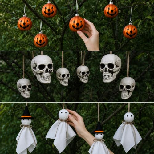 Halloween Tree Decorations 16 Pack Ghost Pumpkin Skull Ornaments Set