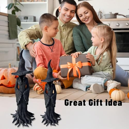 Gothic Halloween Witch Statue - 11.81 Inch Resin Dark Fantasy Decor