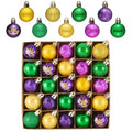 Mini Mardi Gras Holiday Ornaments Set - Purple, Green, Gold, 25 Pieces