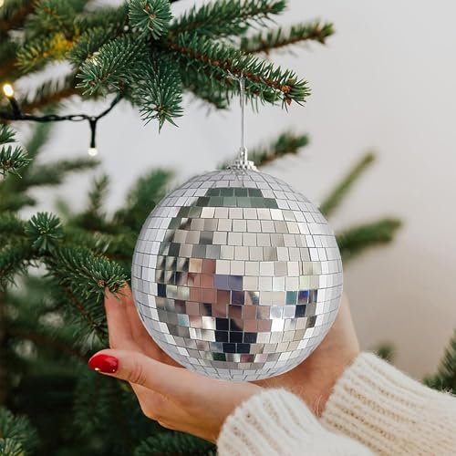Christmas Tree Ornaments Pack - Silver Shatterproof Holiday Decorations - 4 Pack