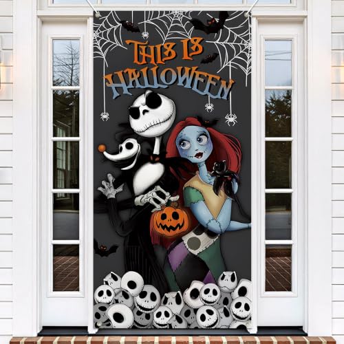 Halloween Door Cover Skeleton & Ghost Decor for Porch & Wall
