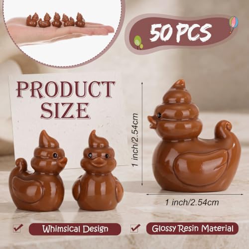 Mini Resin Poop Duck Figures - Halloween Toy Set, 50 Pieces, Brown Variation