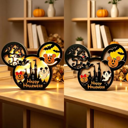 Halloween Wooden Table Centerpieces - Spooky Pumpkin, Ghost & Bat Decor