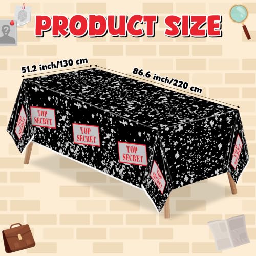 Spy Party Tablecloth Set - Black & White Top Secret 3-Pack for Secret Agent Decor