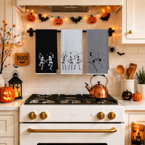 Funny Dancing Skeleton Hand Towels Set - Microfiber Bathroom & Kitchen Decor - Multi 1446