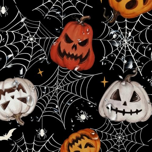 Oval Halloween Pumpkin Tablecloth 54x72 Inch Black Horror Decor Waterproof Polyester