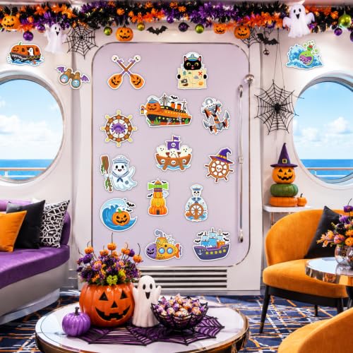 Halloween Cruise Door Magnets Set - Reusable Magnetic Stickers for Cars & Refrigerators