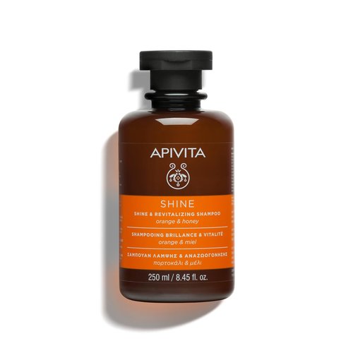 Apivita Shine Shampoo - Revitalizing Formula with Orange & Honey, Silicone-Free, 250 mL / 8.45 oz