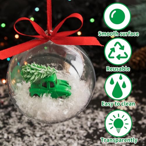 50 Pcs Clear Fillable Christmas Ornaments - 5 Sizes DIY Transparent Decoration Balls