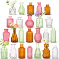 Multicoloured 24pcs Glass Bud Vases Set - Assorted Shapes & Gradient Colors
