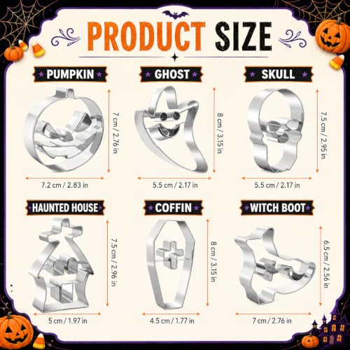 Halloween Cookie Cutter Set - 6 Pcs Stainless Steel Biscuit Cutters - Halloween