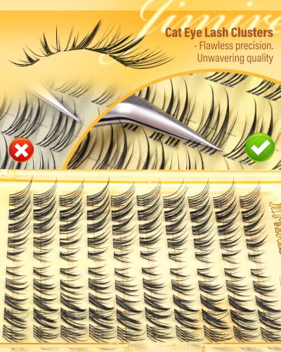 Cat Eye Lash Clusters - Wispy Natural Look, D Curl, Reusable, Fox Eye Variation