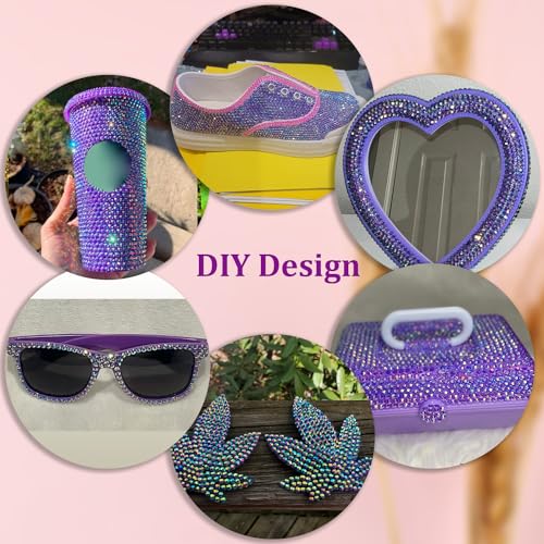 Dark Purple AB Resin Rhinestones 25000 Pcs for Crafting & DIY Projects - Large Pack + Glue