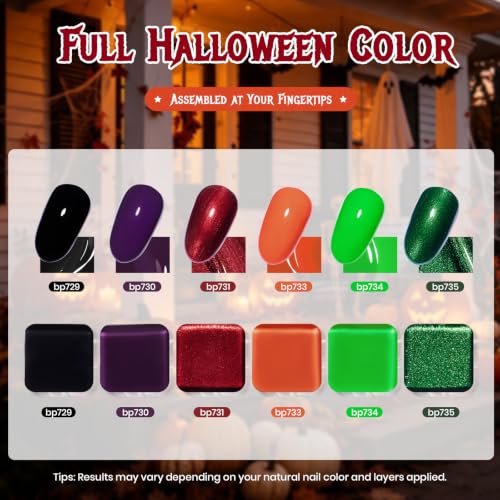 Beetles Halloween Nail Polish Set - 6 Colors, Quick Dry, Elixir Drip Variation