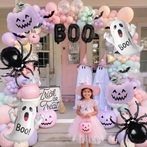 Purple Halloween Party Decorations - Ghost & Pumpkin Balloons Set - Variation: Purple
