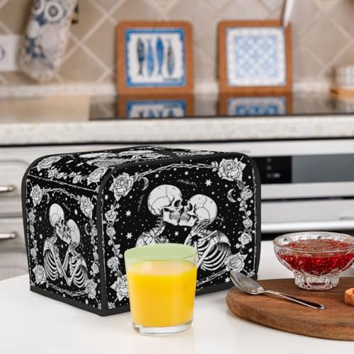 Halloween Skull Skeleton 2-Slice Wide Slot Toaster Cover - Dustproof Kitchen Protector - A04