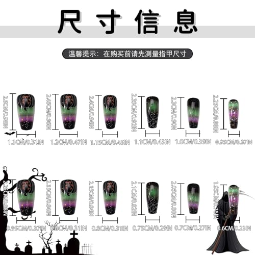Halloween Fake Nails - 32 Medium Square Press-On Nail Designs for Women - Pumpkin & Spider Web
