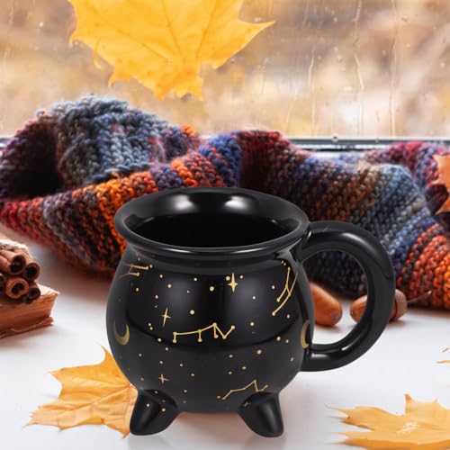 Black Halloween Witch Cauldron Mug - 10 Oz Novelty Ceramic Coffee Cup