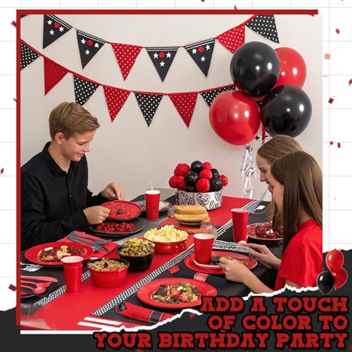Halloween Pre Rolled Silverware Set - Black and Red Disposable Cutlery - 30 Sets