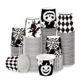 Halloween Paper Cups 3oz Black White Witch Pumpkin Spider Web Ghost Variation of THIS listing