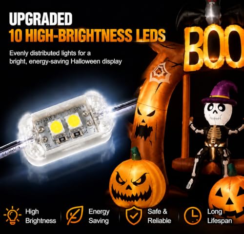 Giant 12FT Halloween Inflatable Boo Archway with LED Lights - Outdoor Yard Decor