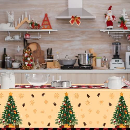 OHOME Christmas Party Decorations - Christmas Tablecloth 54x108 Inches, Festive Holiday Design, 2 Pack - Christmas Variation